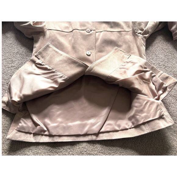 Vintage Blush Pink 100% Suede Leather Jacket Patina Small - Picture 6 of 13